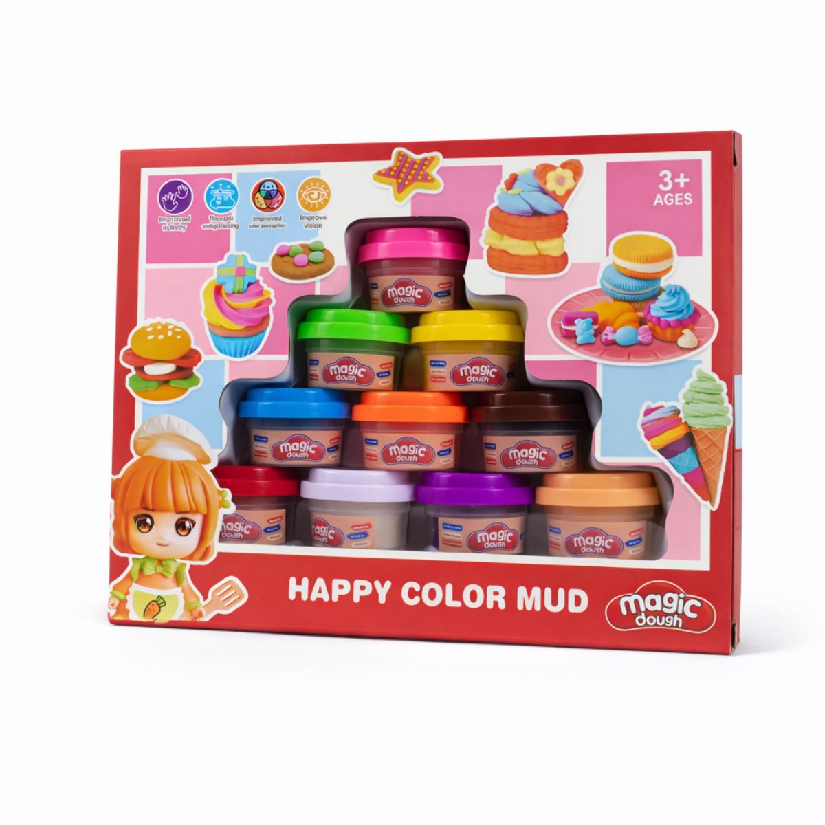 Magic dough happy color mud set with colourful play dough tubs for kids in Sri Lanka