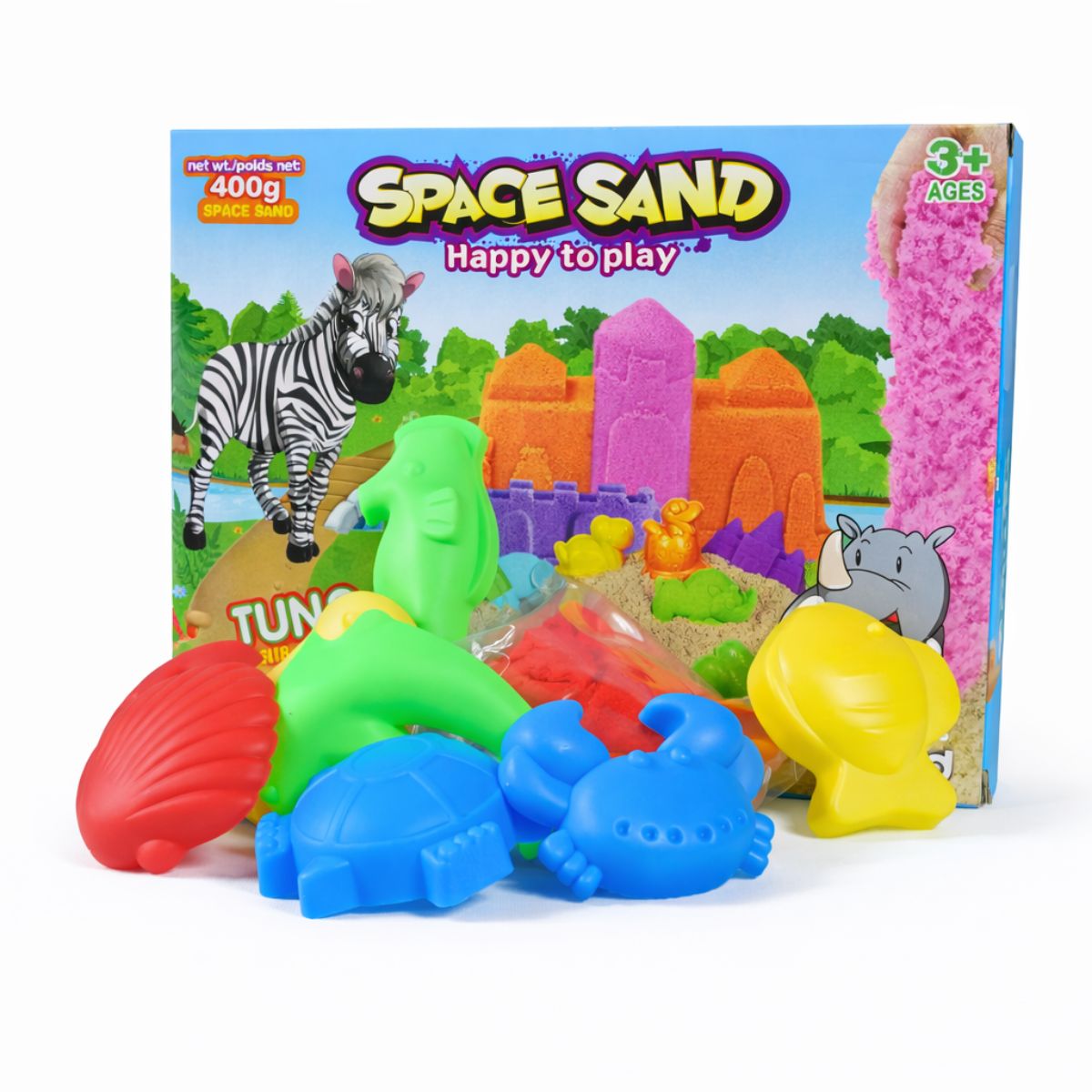 Space sand play set with mouldable sand and animal moulds for kids in Sri Lanka