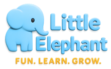 Little Elephant kids toy store logo – Fun. Learn. Grow.